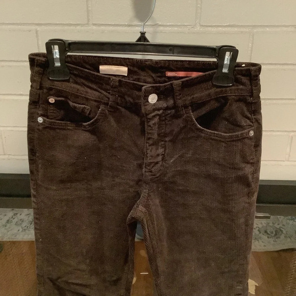- #14 Pilcro by Anthropologie Chocolate Brown Corduroy Straight Pant Sz 26 - Picture 2 of 6